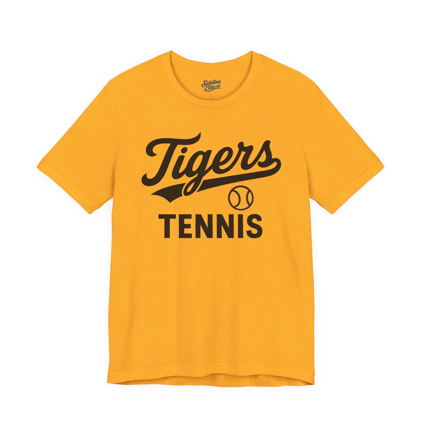 Tigers Tennis Script Tee | Retro Tail Lettering on Classic Athletic Shirt
