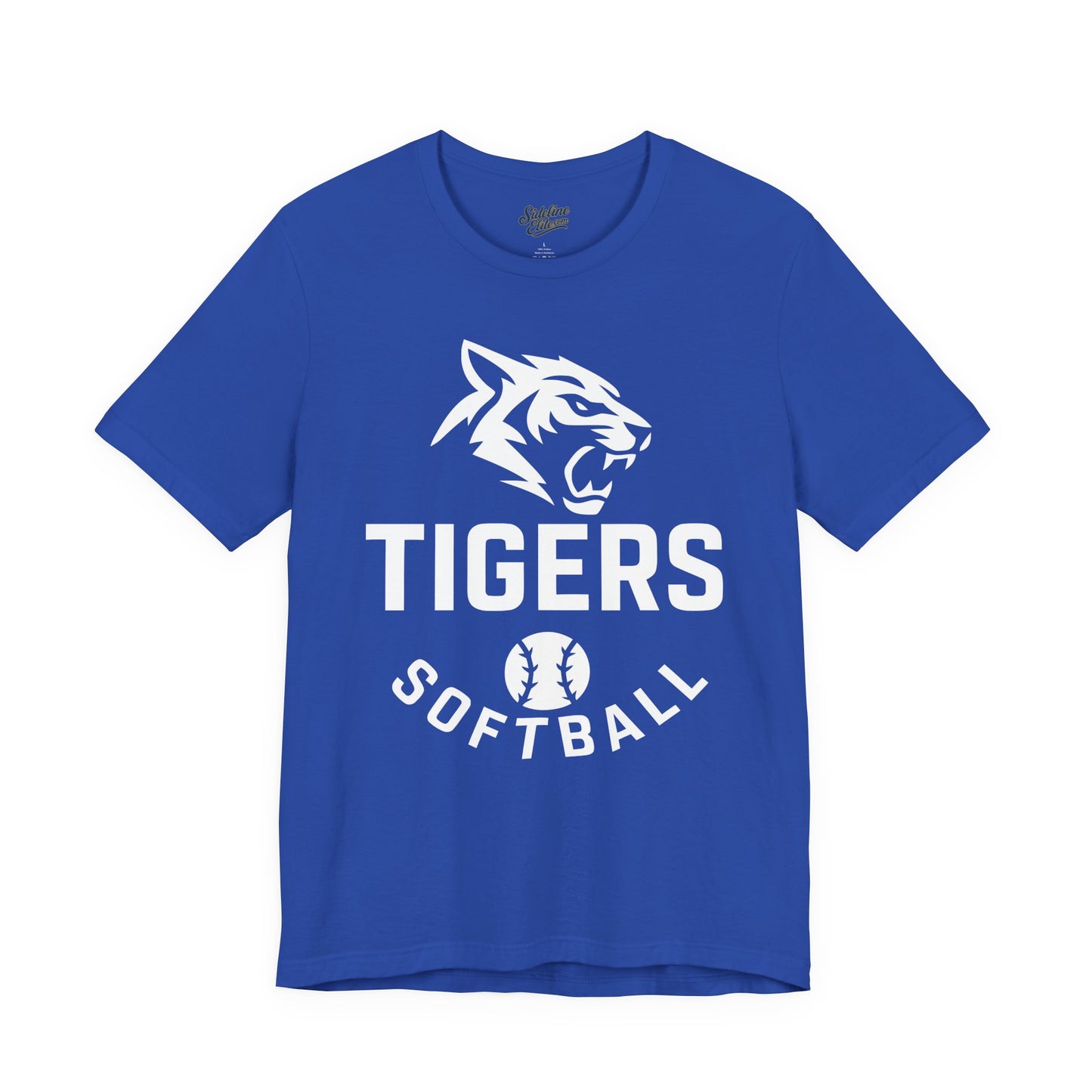 Tigers Softball Fierce Head Tee | Modern Mascot with Arched Text and Softball Icon
