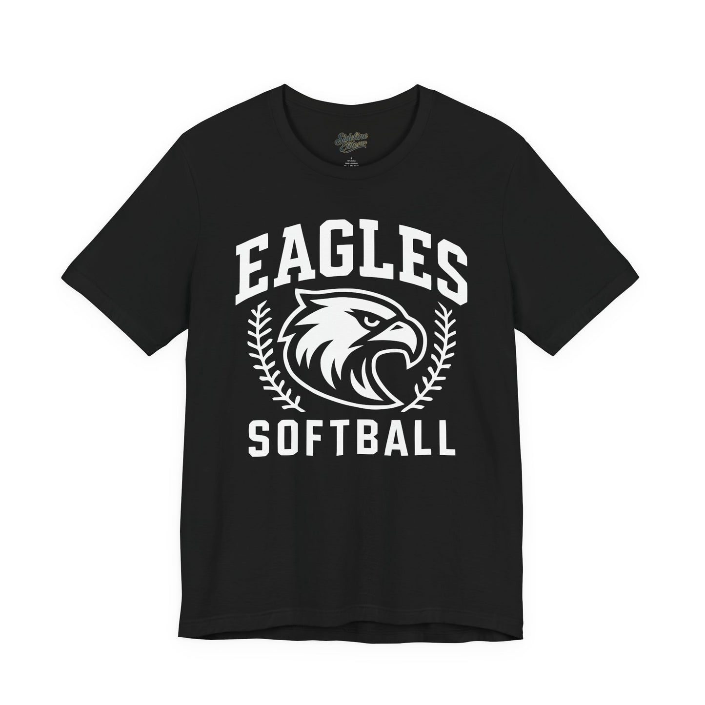 Eagles Softball Spirit Wear T-Shirt | Bold Eagle Head with Laurel Stitches Graphic