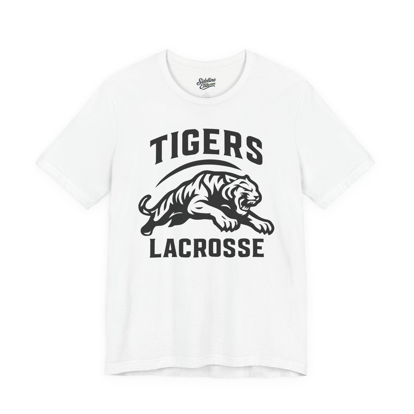 Tigers Lacrosse Spirit Tee | Bold Leaping Tiger Mascot Design