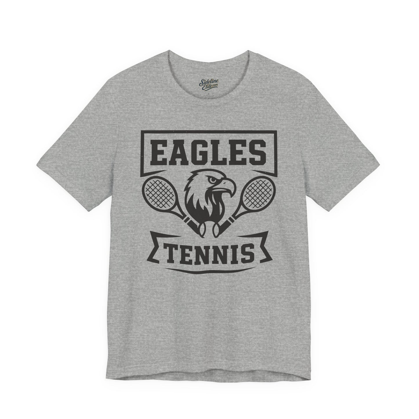 Eagles Tennis Spirit Wear T-Shirt | Framed Eagle Mascot with Crossed Rackets Banner Graphic
