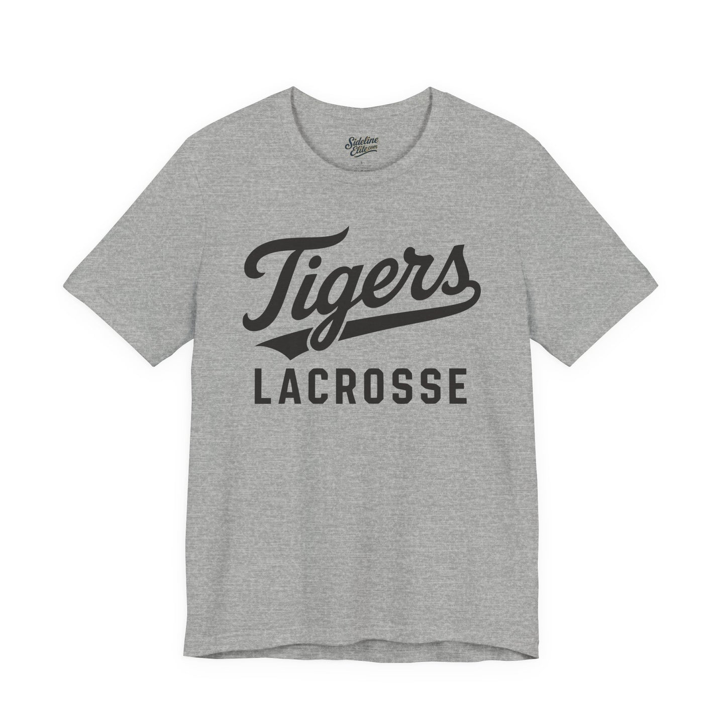 Tigers Lacrosse Script Tee | Retro Tail Lettering on Classic Athletic Shirt