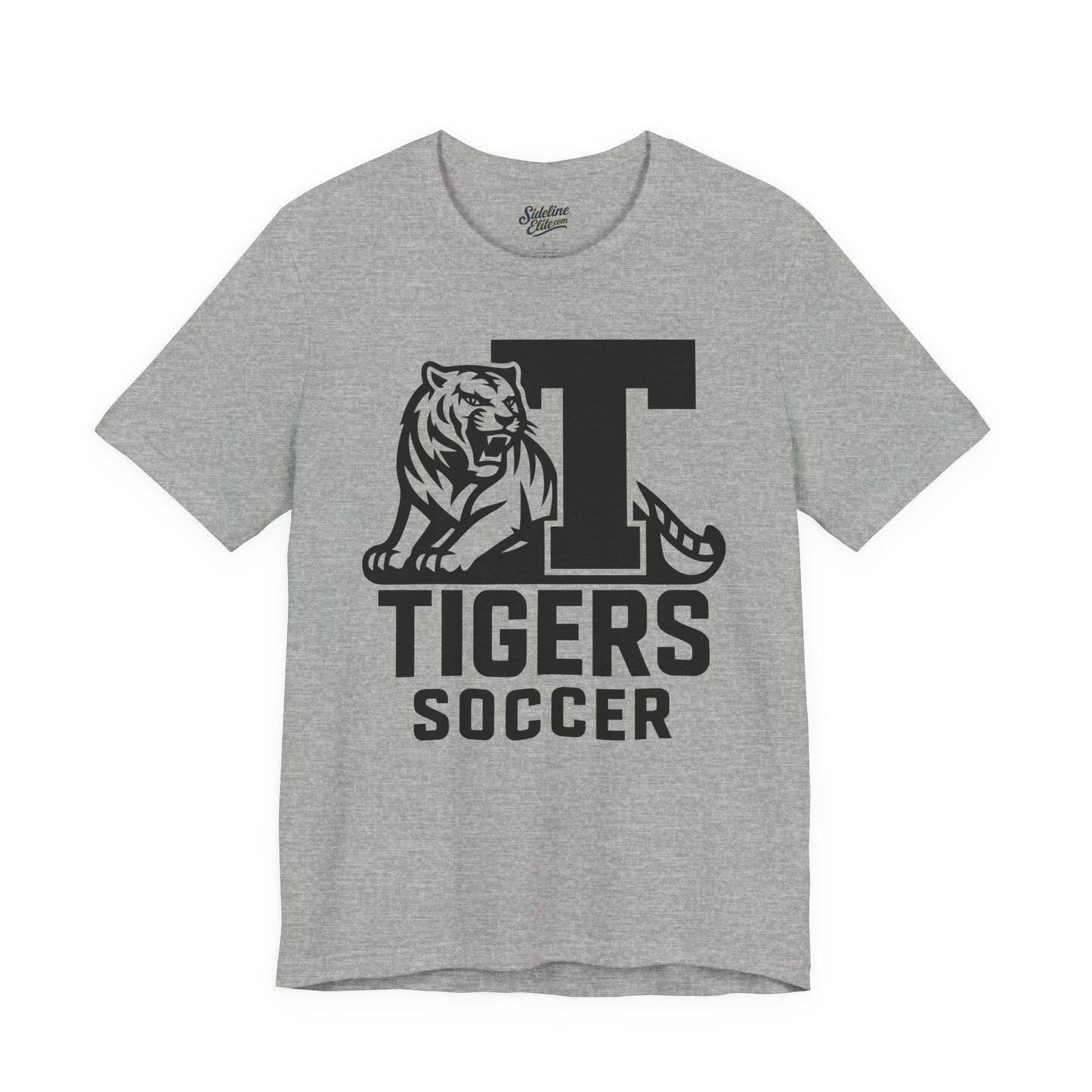 Tigers Soccer Varsity Block Tee | Tiger Mascot with Bold Lettermark