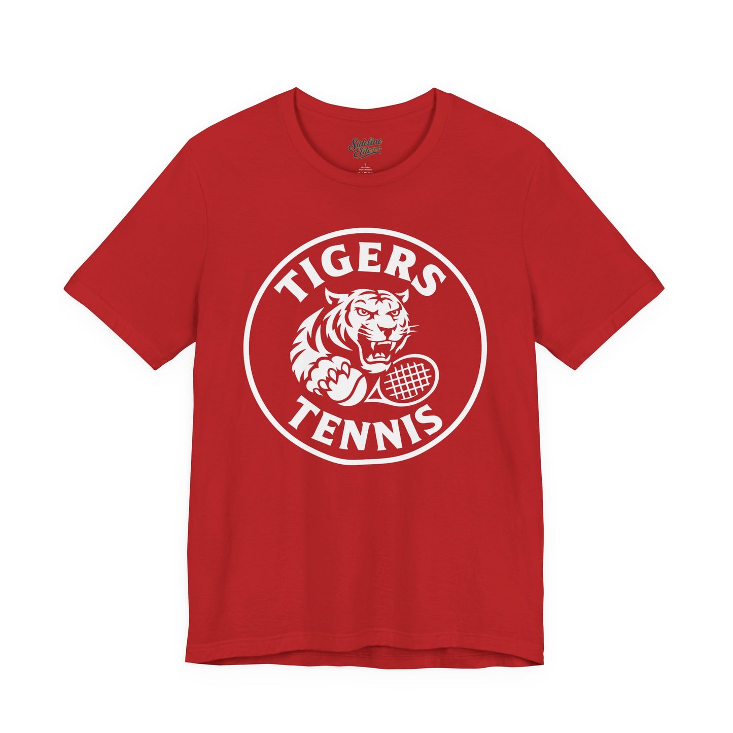 Tigers Tennis Racket Grip Tee | Circle Badge Mascot Design