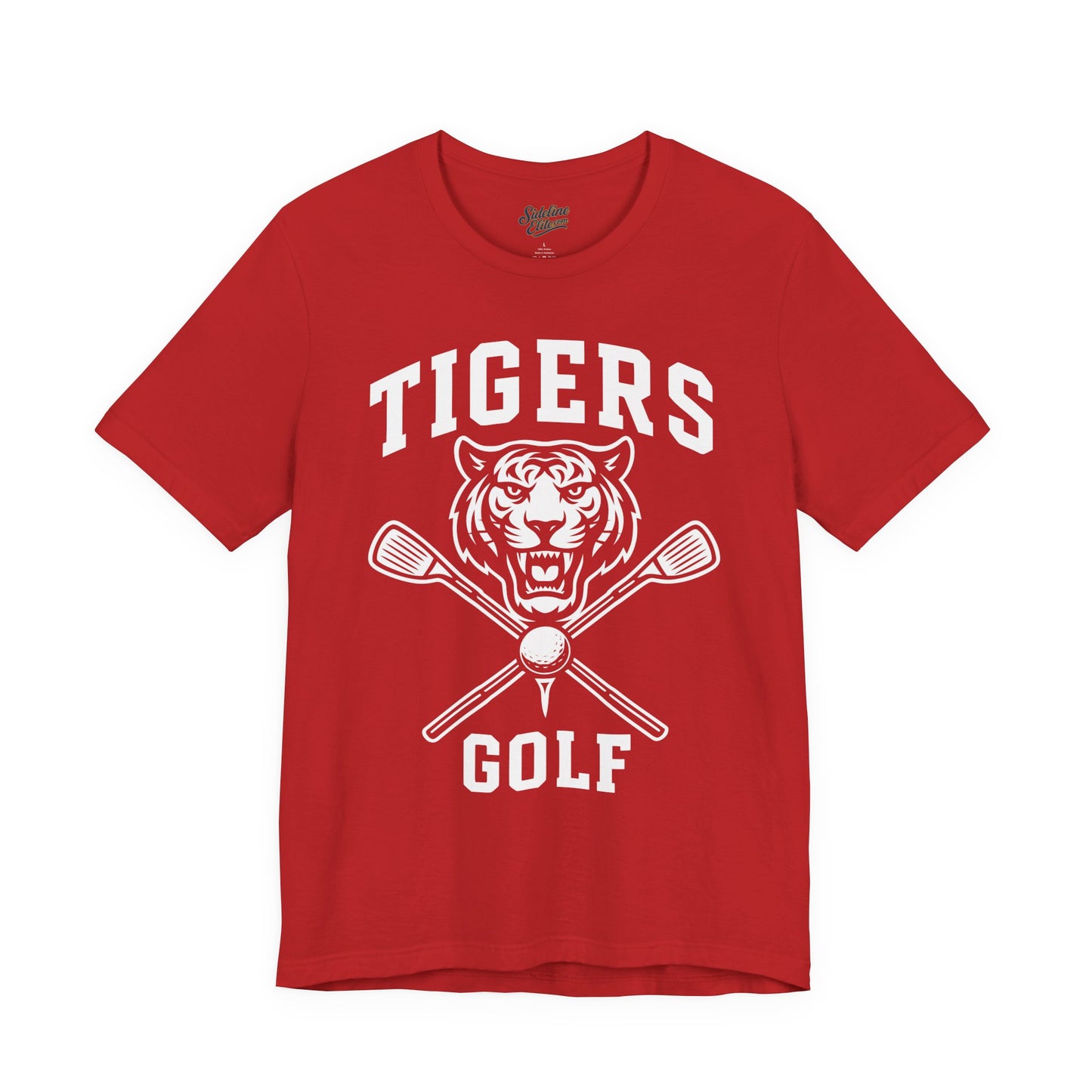Tigers Golf Crossed Clubs Tee | Fierce Tiger Face & Varsity Style