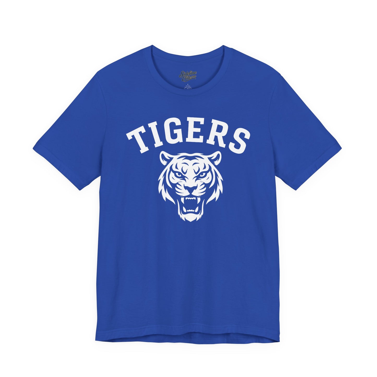 Tigers Mascot Face Tee | Classic Arched Lettering on Bold Spirit Shirt