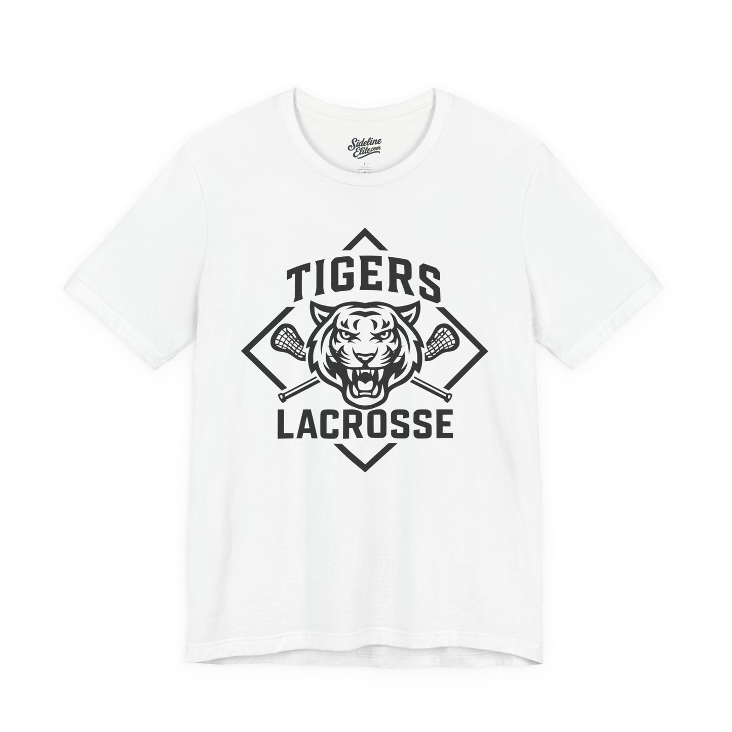 Tigers Lacrosse Diamond Crest Tee | Tiger Head with Crossed Sticks Design
