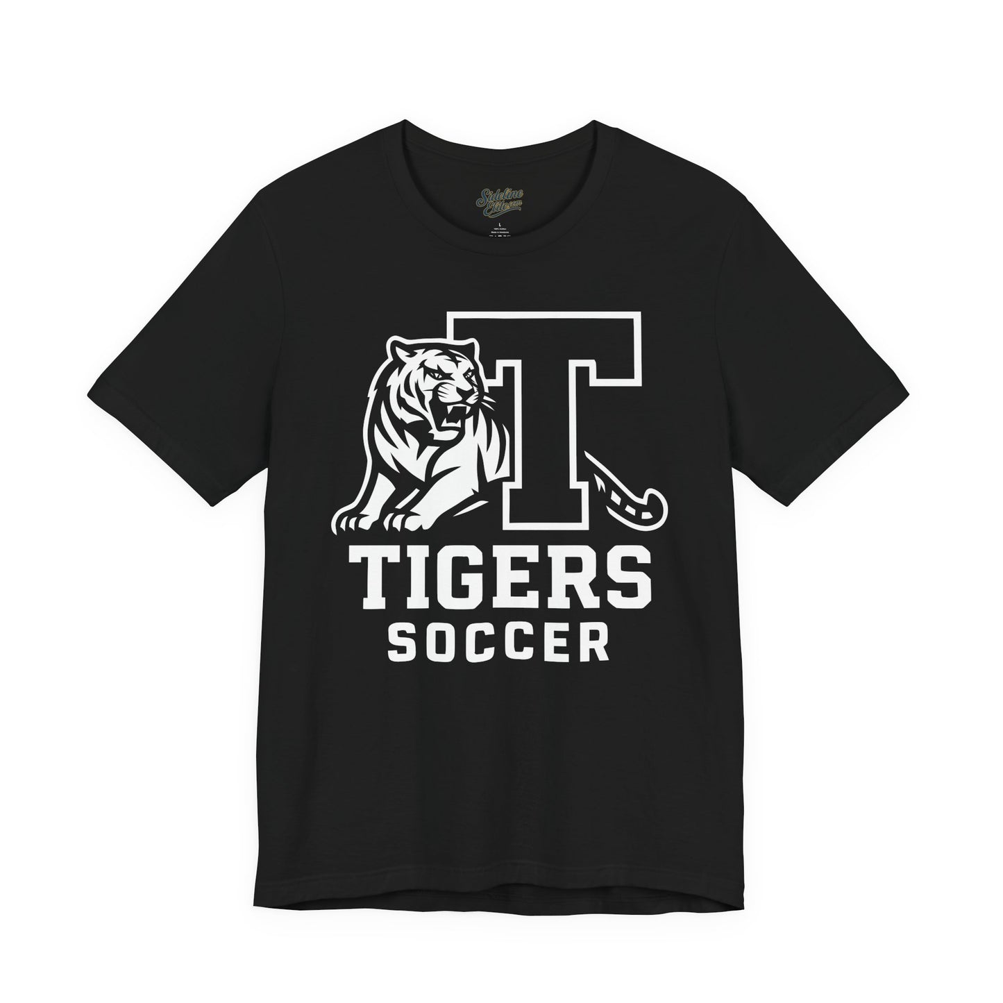Tigers Soccer Varsity Block Tee | Tiger Mascot with Bold Lettermark