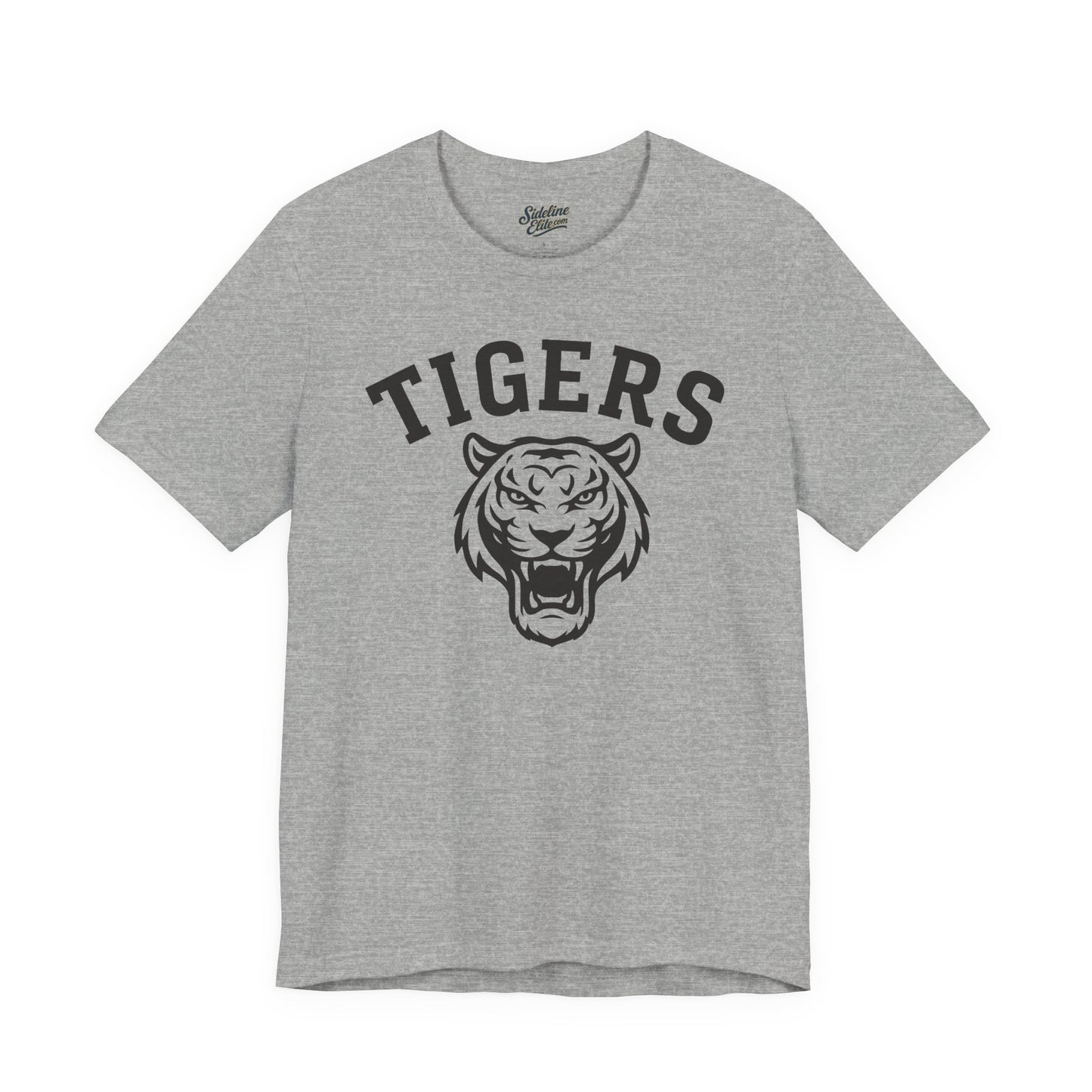 Tigers Mascot Face Tee | Classic Arched Lettering on Bold Spirit Shirt