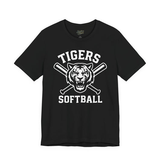 Tigers Softball Strike Zone Tee | Centered Mascot with Bold Crossed Bats Layout