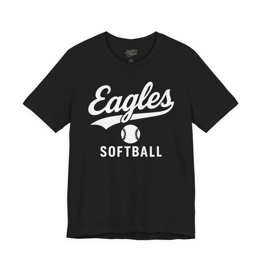 Eagles Softball Spirit Wear T-Shirt | Script Swoosh Design with Centered Softball Graphic