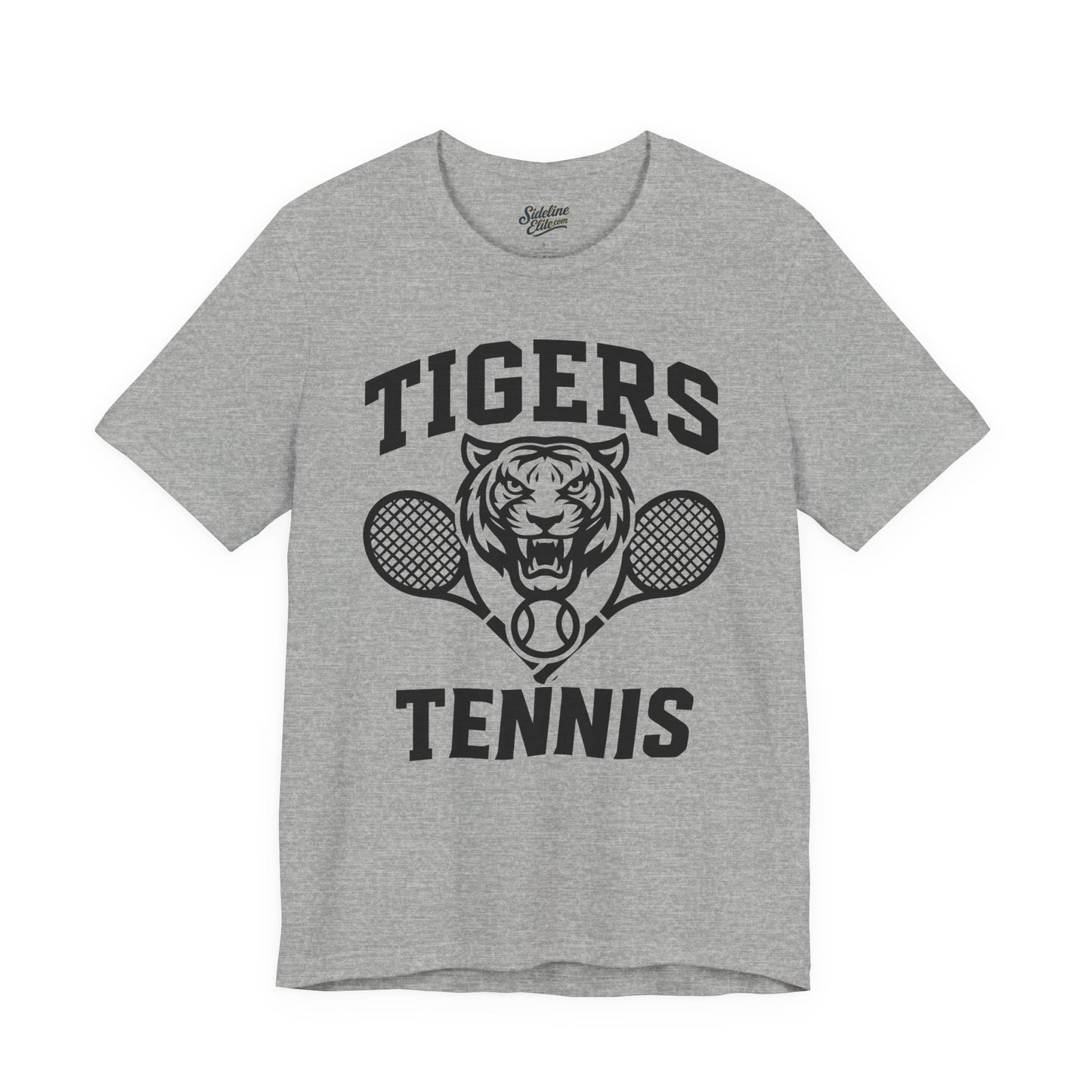 Tigers Tennis Dual Racket Tee | Classic Mascot Graphic on Athletic Shirt