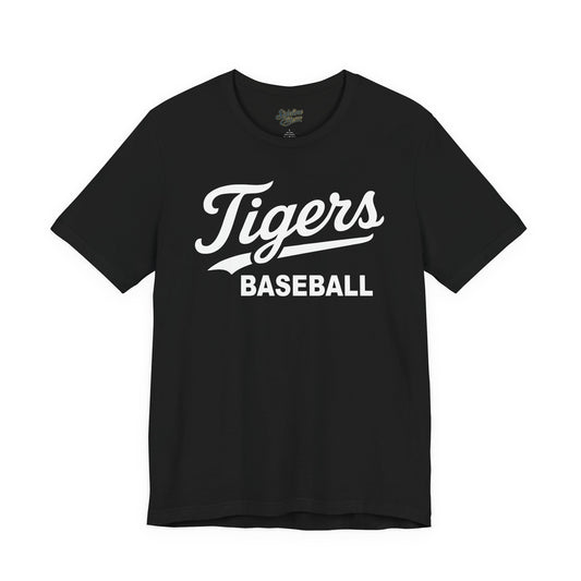 Tigers Baseball Script Tee | Vintage Tail Lettering with Bold Block Accent