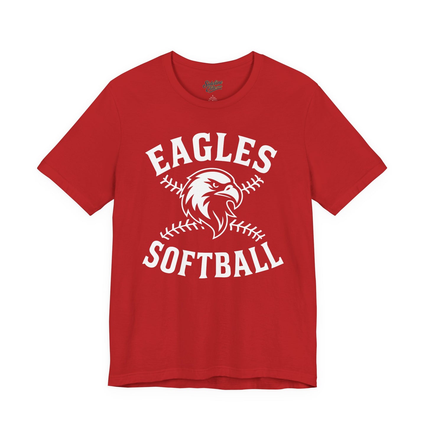 Eagles Softball Spirit Wear T-Shirt | Bold Mascot Head with Crossed Stitch Softball Design