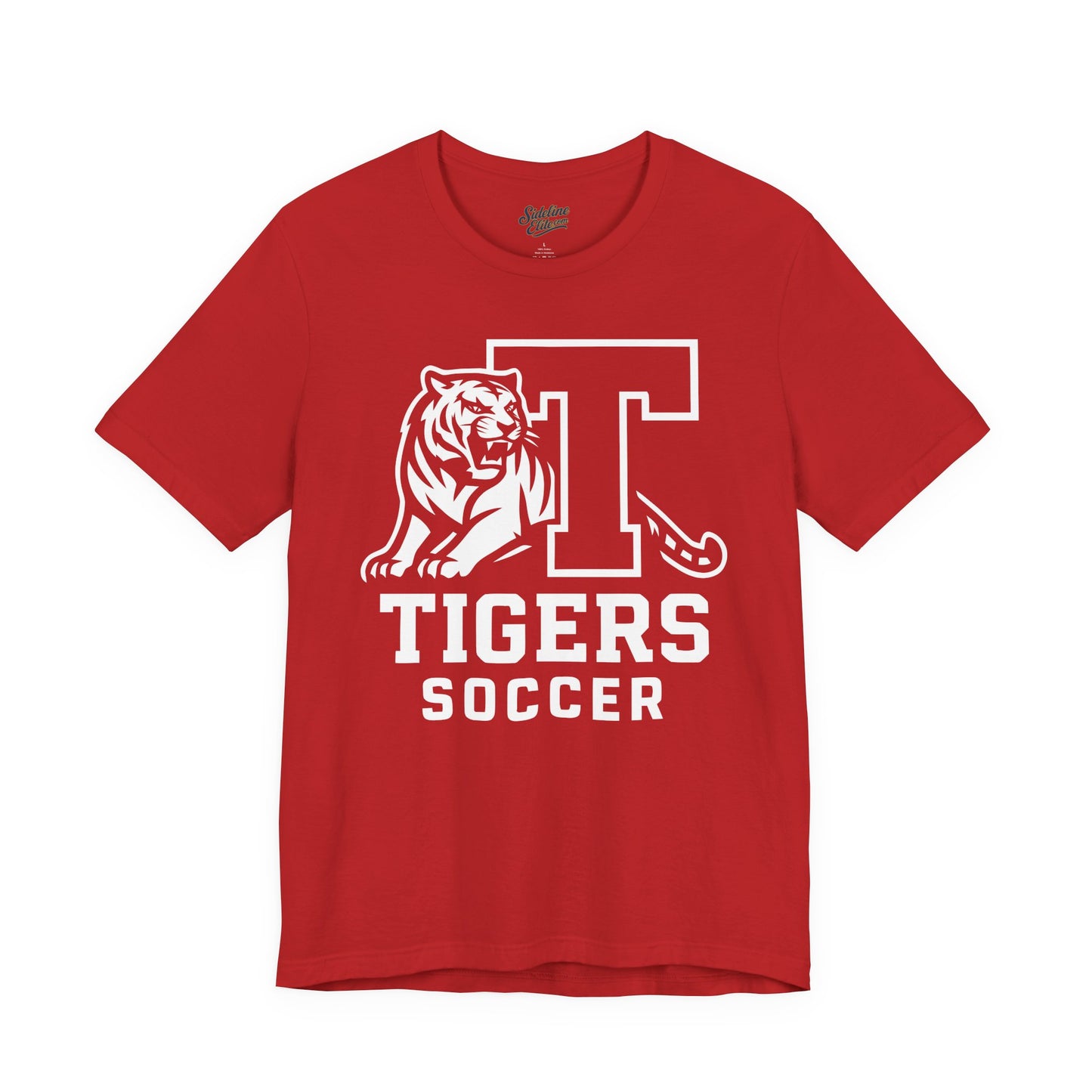 Tigers Soccer Varsity Block Tee | Tiger Mascot with Bold Lettermark