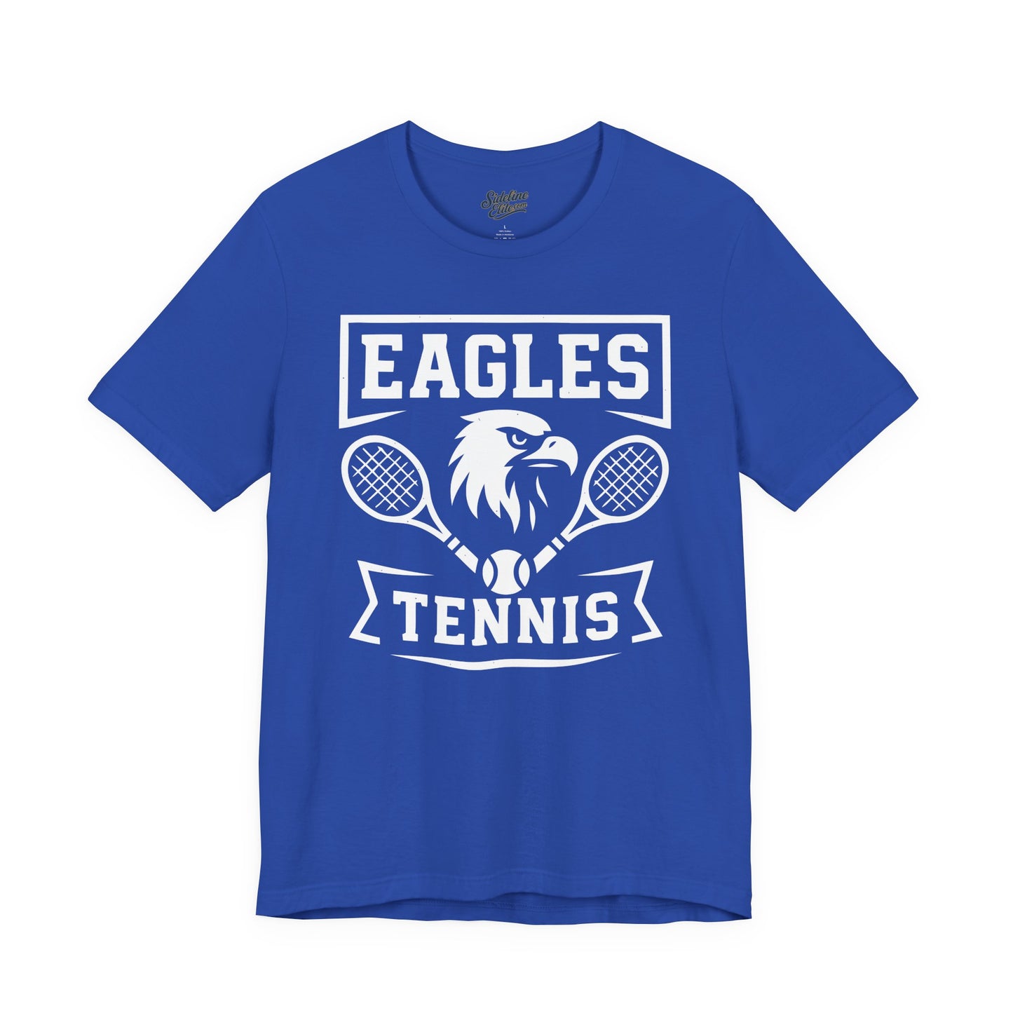 Eagles Tennis Spirit Wear T-Shirt | Framed Eagle Mascot with Crossed Rackets Banner Graphic
