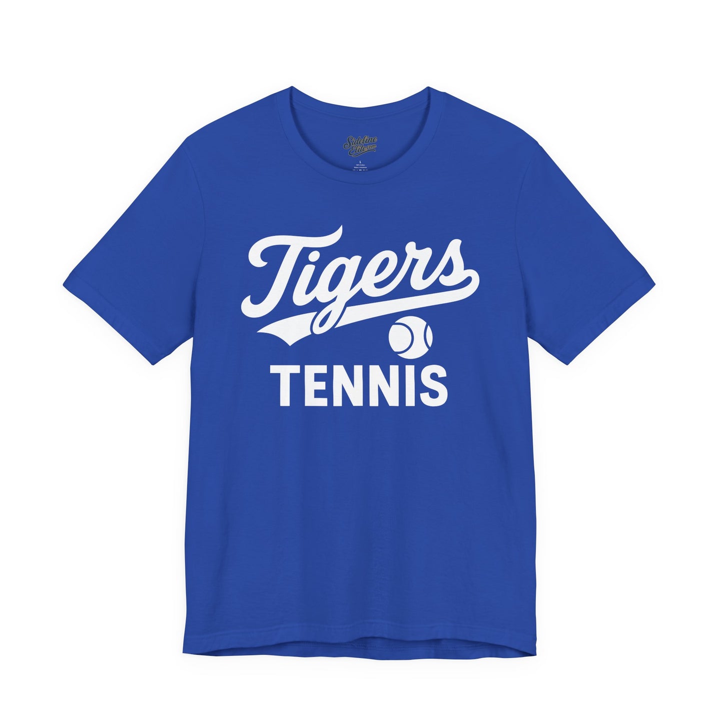 Tigers Tennis Script Tee | Retro Tail Lettering on Classic Athletic Shirt