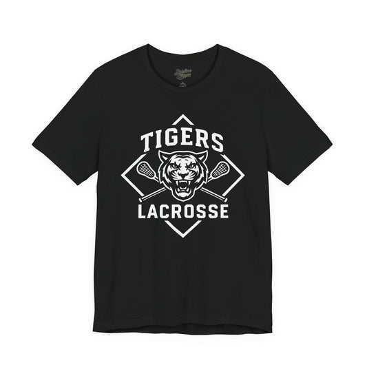 Tigers Lacrosse Diamond Crest Tee | Tiger Head with Crossed Sticks Design