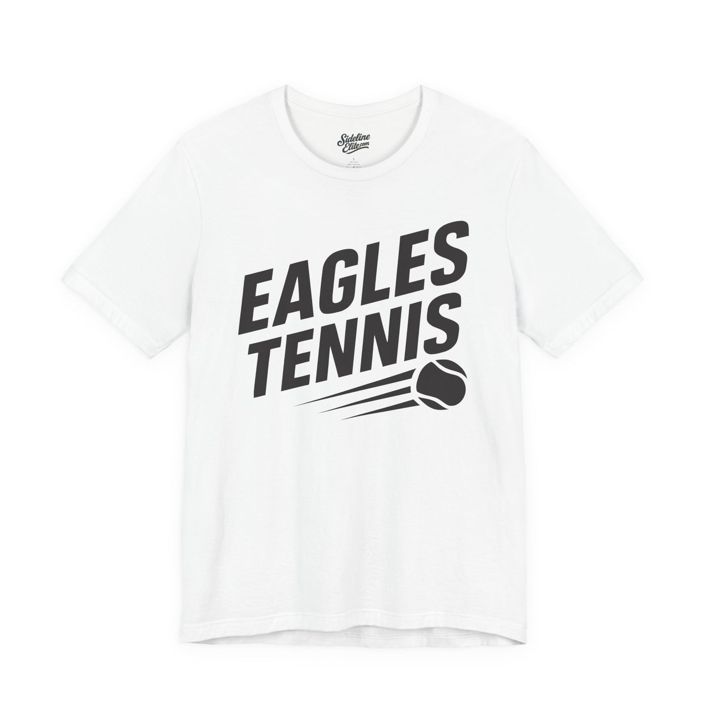 Eagles Tennis Spirit Wear T-Shirt | Bold Slanted Text with Speeding Tennis Ball Graphic
