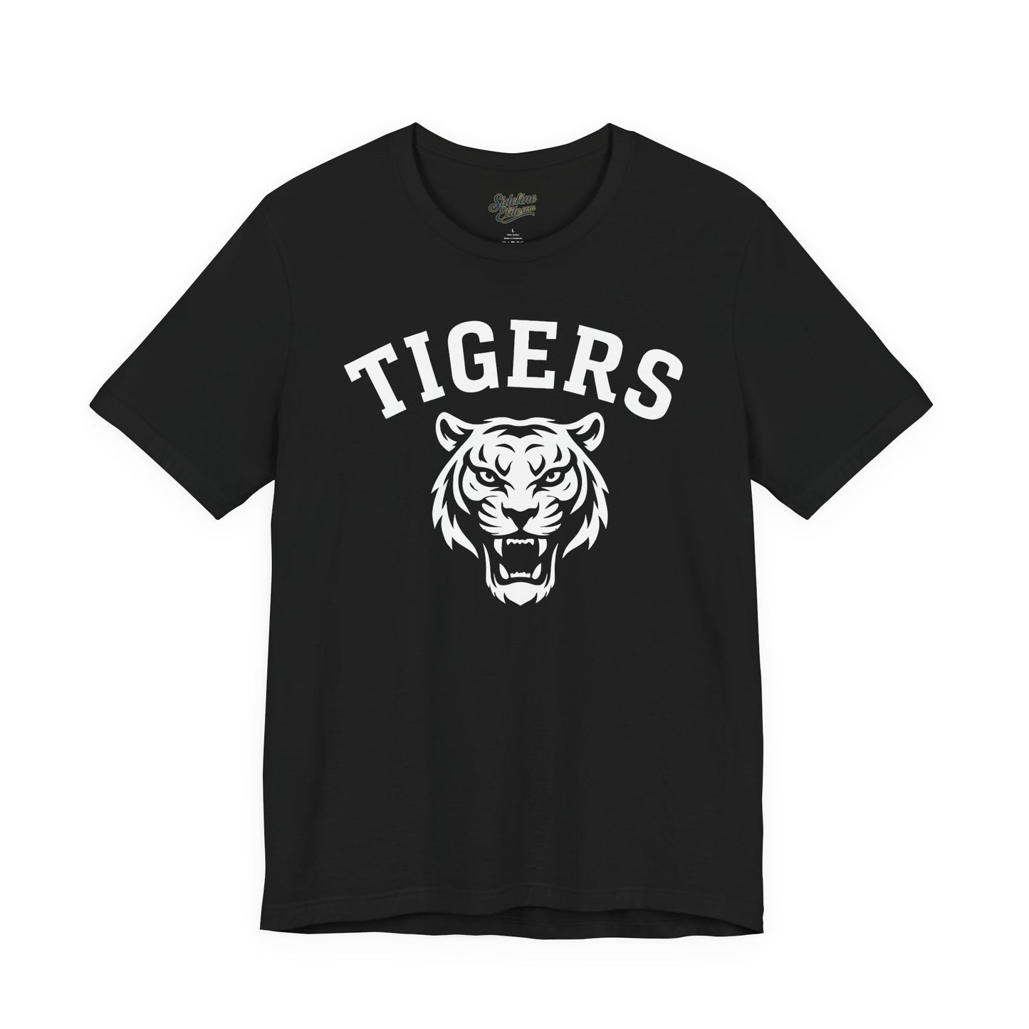 Tigers Mascot Face Tee | Classic Arched Lettering on Bold Spirit Shirt