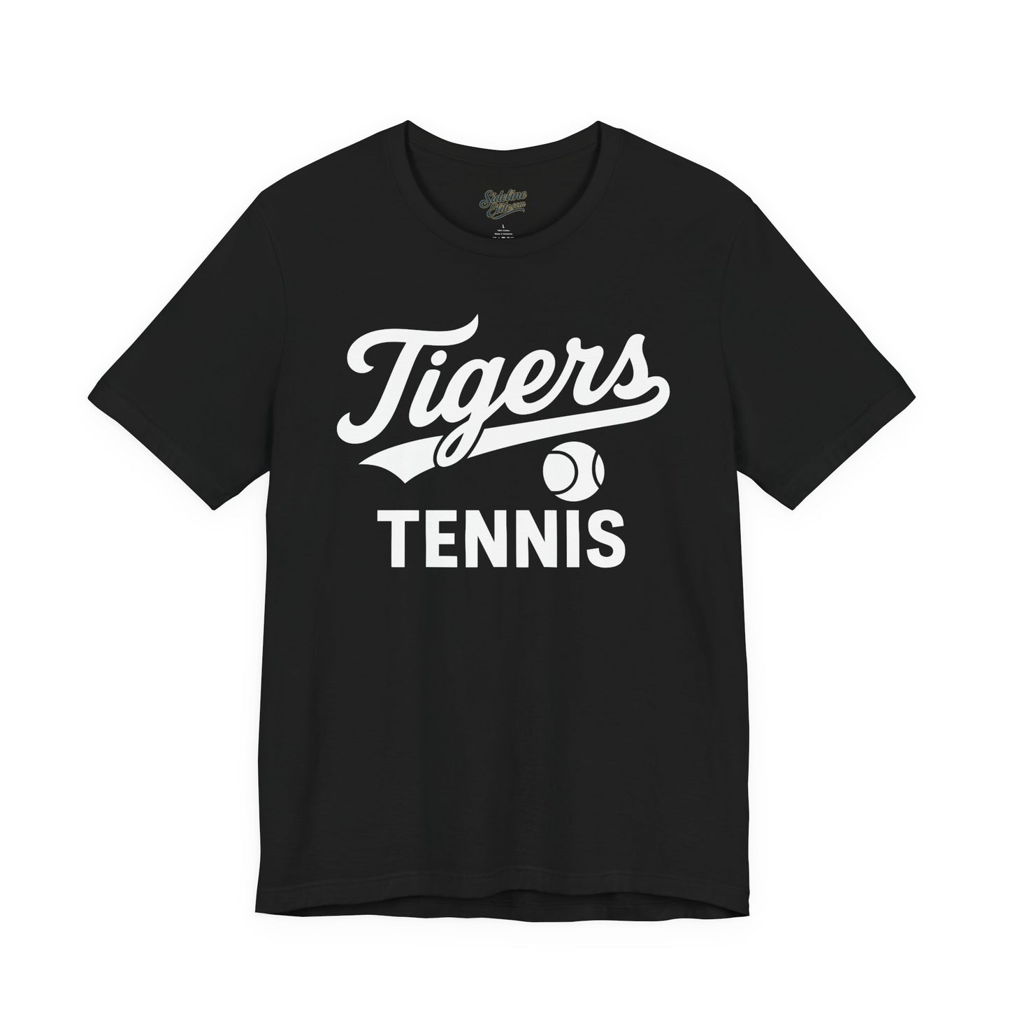 Tigers Tennis Script Tee | Retro Tail Lettering on Classic Athletic Shirt