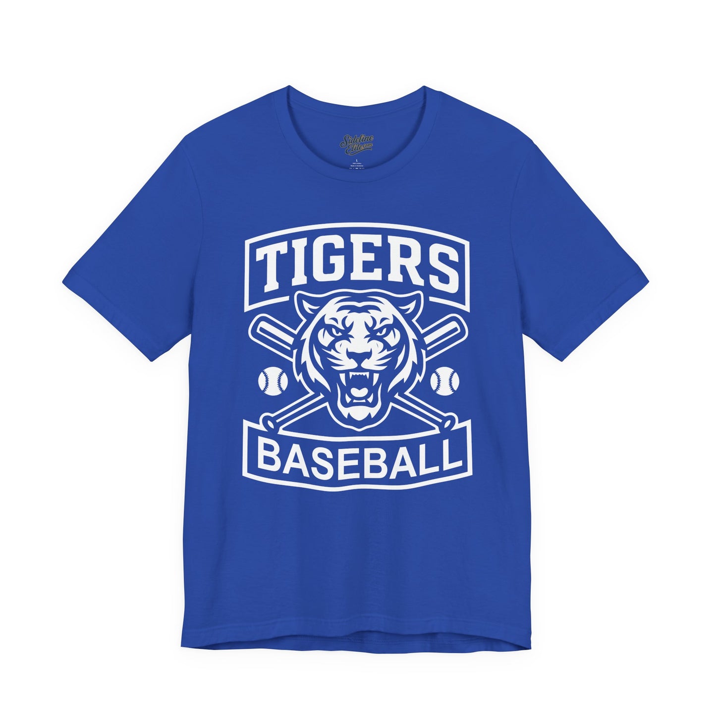 Tigers Baseball Power Crest Tee | Fierce Mascot with Crossed Bats