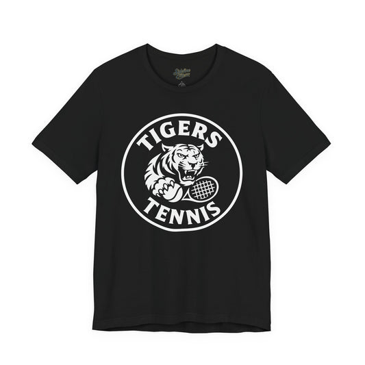 Tigers Tennis Racket Grip Tee | Circle Badge Mascot Design