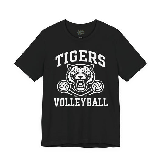 Tigers Volleyball Mascot Power Tee | Double Ball Fierce Spirit Design