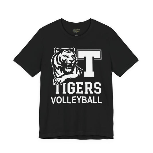 Tigers Volleyball Tee | Block T Lettering with Fierce Mascot Spirit Shirt