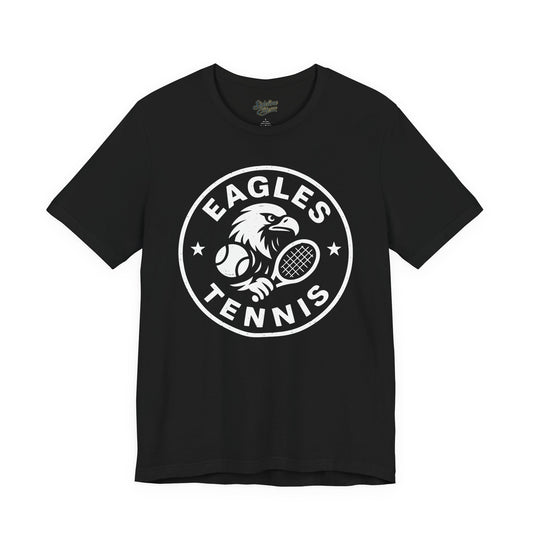 Eagles Tennis Spirit Wear T-Shirt | Aggressive Eagle Mascot with Racket and Ball Graphic