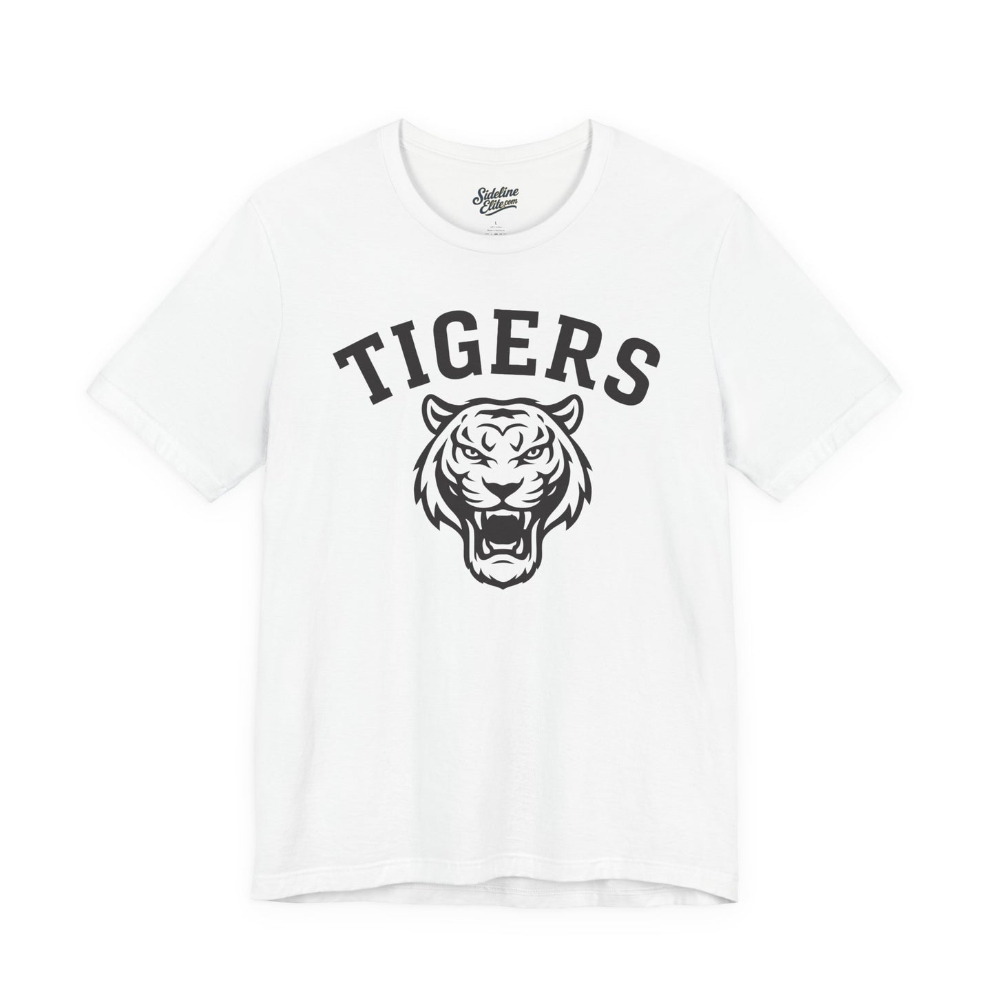 Tigers Mascot Face Tee | Classic Arched Lettering on Bold Spirit Shirt