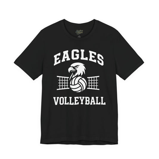 Eagles Volleyball Spirit Wear T-Shirt | Fierce Mascot with Net and Volleyball Graphic