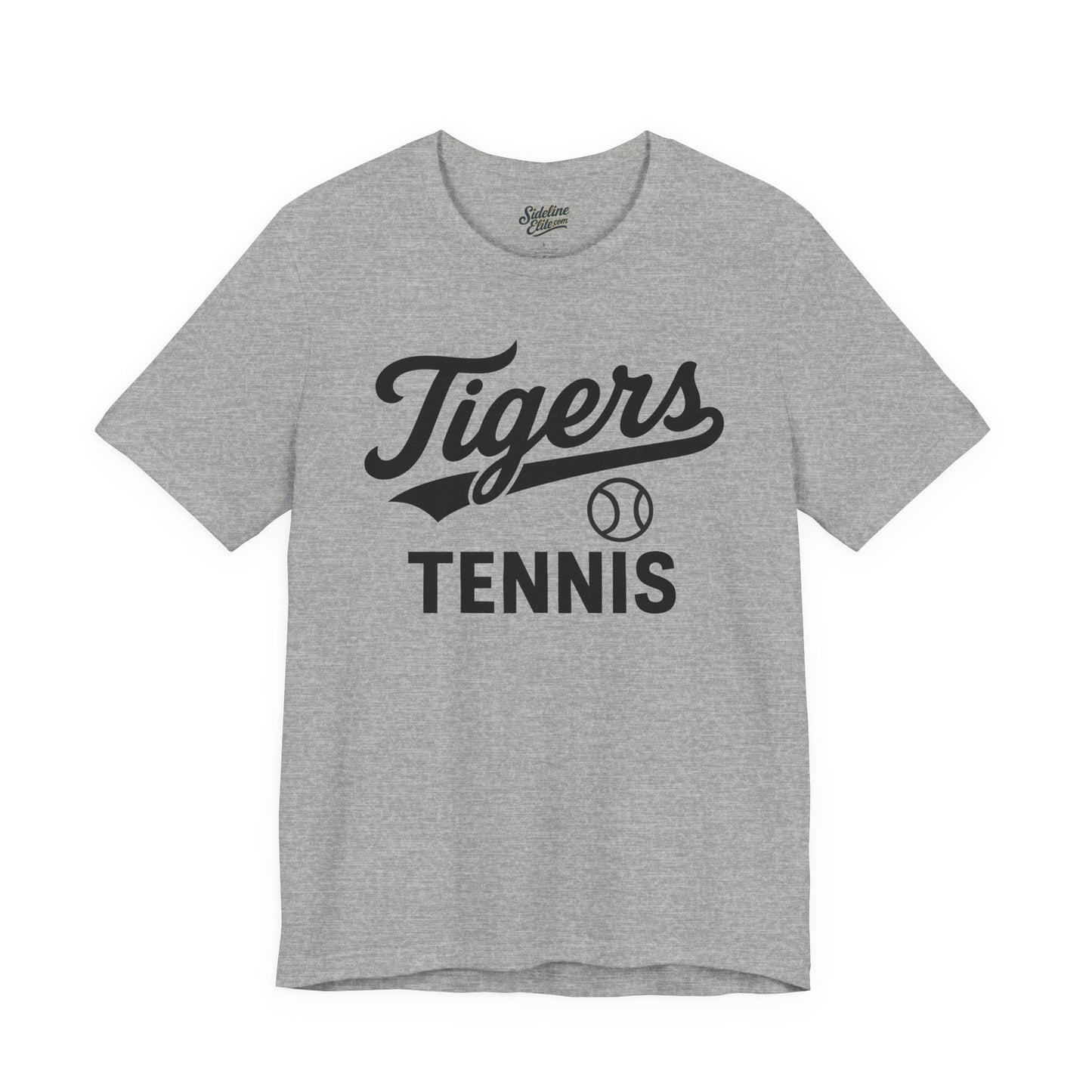 Tigers Tennis Script Tee | Retro Tail Lettering on Classic Athletic Shirt