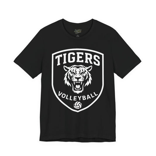 Tigers Volleyball Shield Tee | Bold Crest Design with Mascot and Volleyball Icon