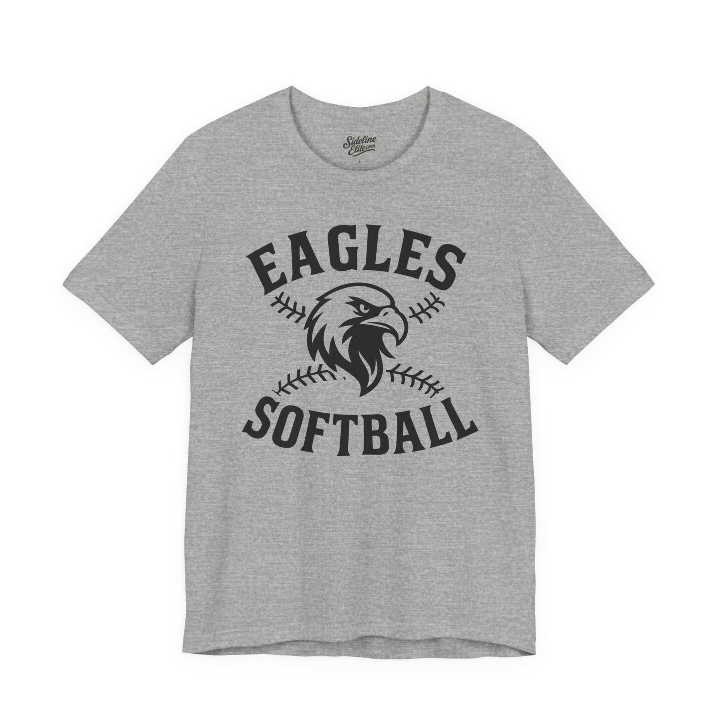 Eagles Softball Spirit Wear T-Shirt | Bold Mascot Head with Crossed Stitch Softball Design
