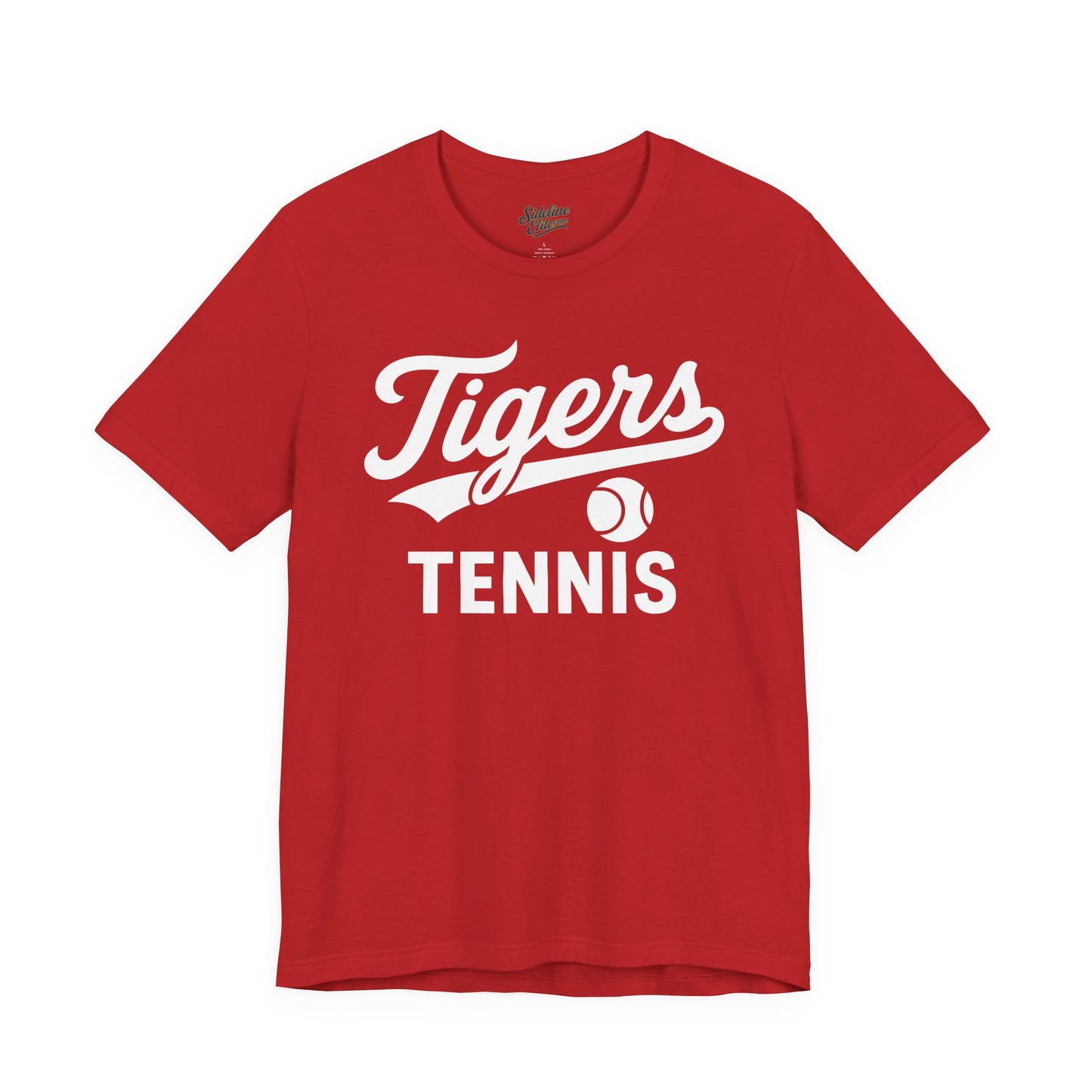 Tigers Tennis Script Tee | Retro Tail Lettering on Classic Athletic Shirt