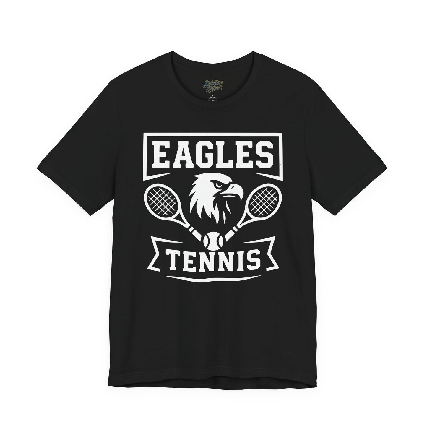 Eagles Tennis Spirit Wear T-Shirt | Framed Eagle Mascot with Crossed Rackets Banner Graphic