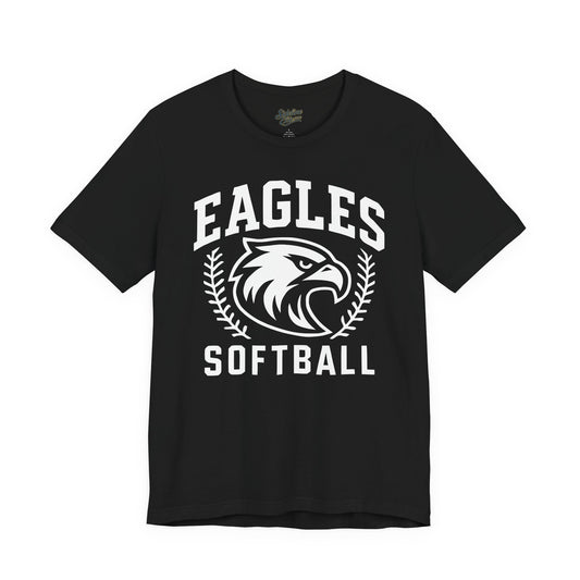 Eagles Softball Spirit Wear T-Shirt | Bold Eagle Head with Laurel Stitches Graphic