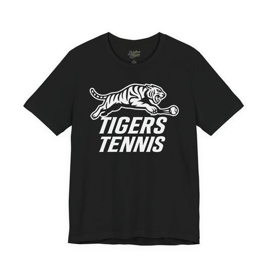Tigers Tennis Leaping Mascot Tee | Fierce Motion Graphic on Athletic Shirt